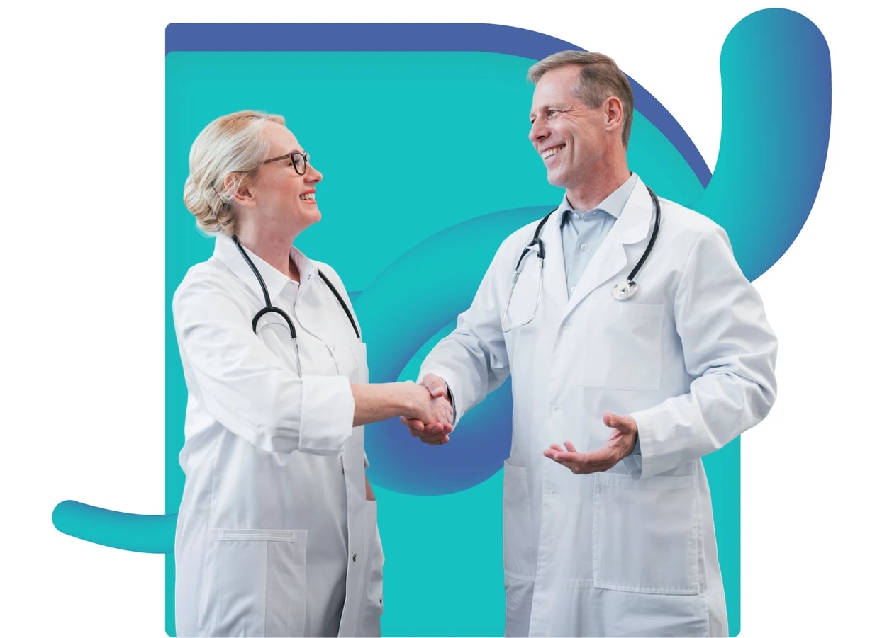 Two behavioral health clinicians shaking hands, representing a trusted billing partnership