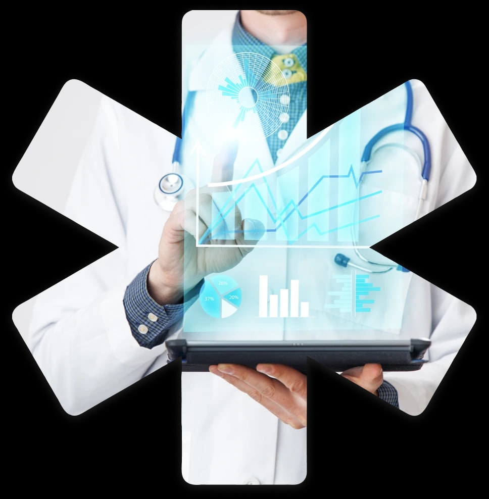 A clinician reviewing connected revenue cycle data