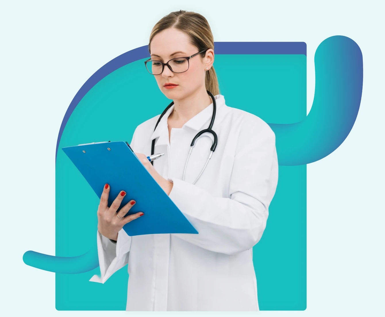 A behavioral health billing specialist reviewing audit findings on a clipboard